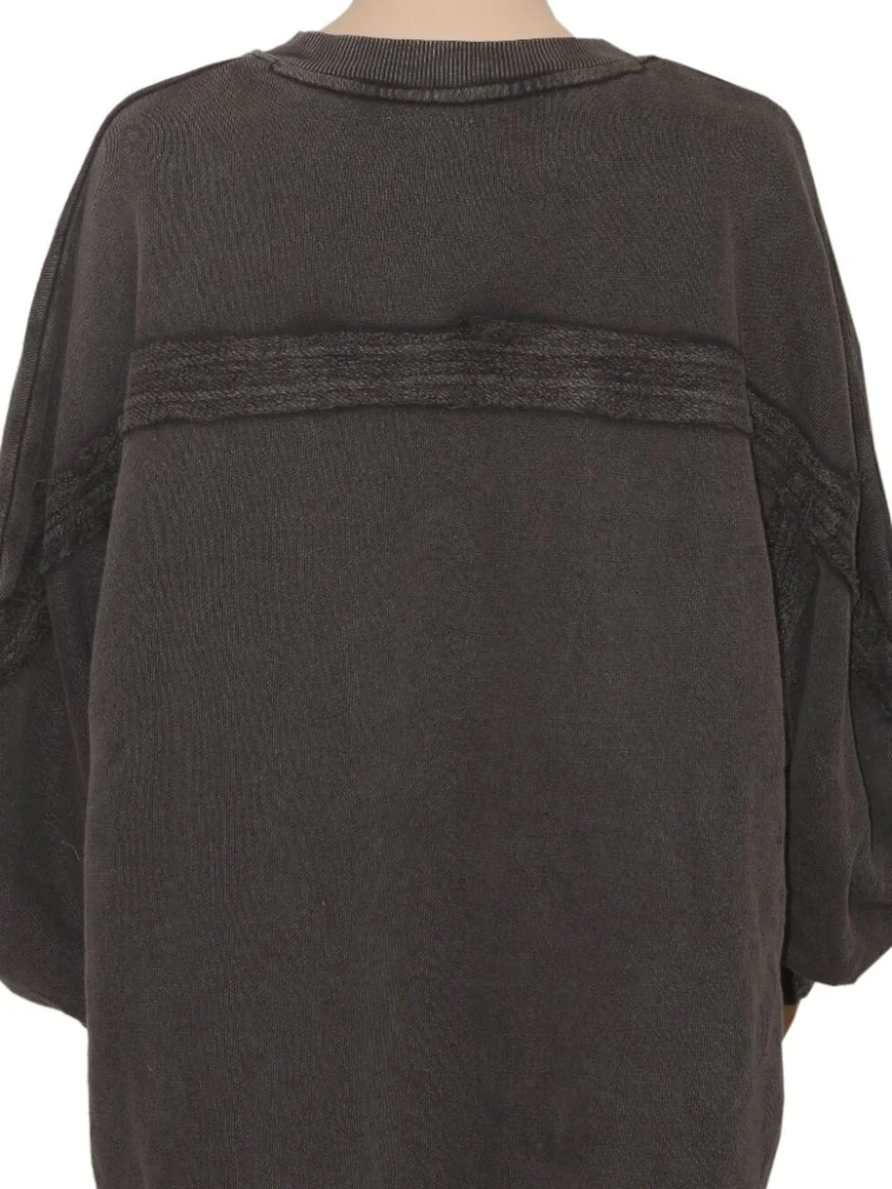 Free People Taylor Sweatshirt Tunic Top Oversized Black Pocket Pullover L